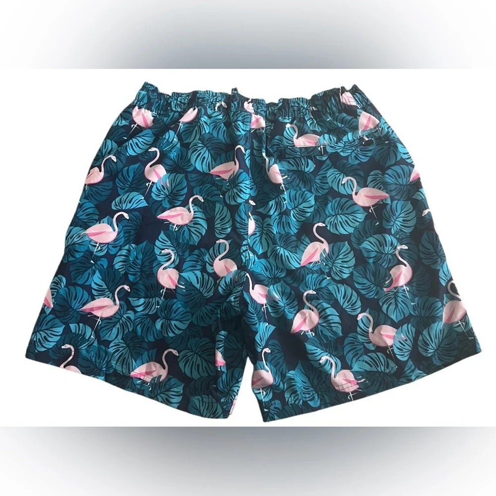 Resort Swim Trunk Tropical Flamingo Men's Swim Shorts/LG